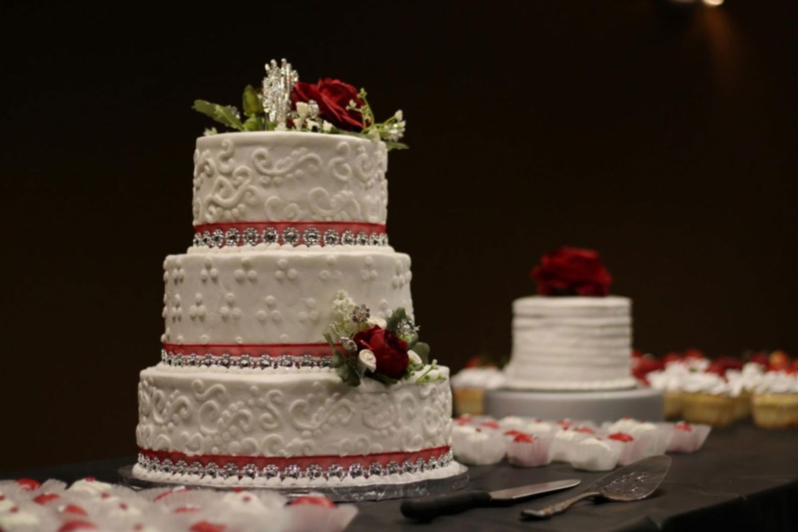Professional event setup with stage and lighting